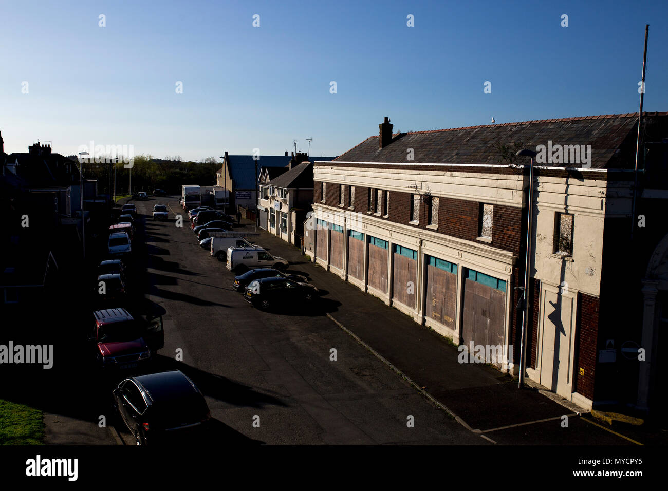 Les bureaux abandonnés du Daily Post et le Nord du Pays de Galles Weekly News en Lladudno Junction, au Pays de Galles Banque D'Images