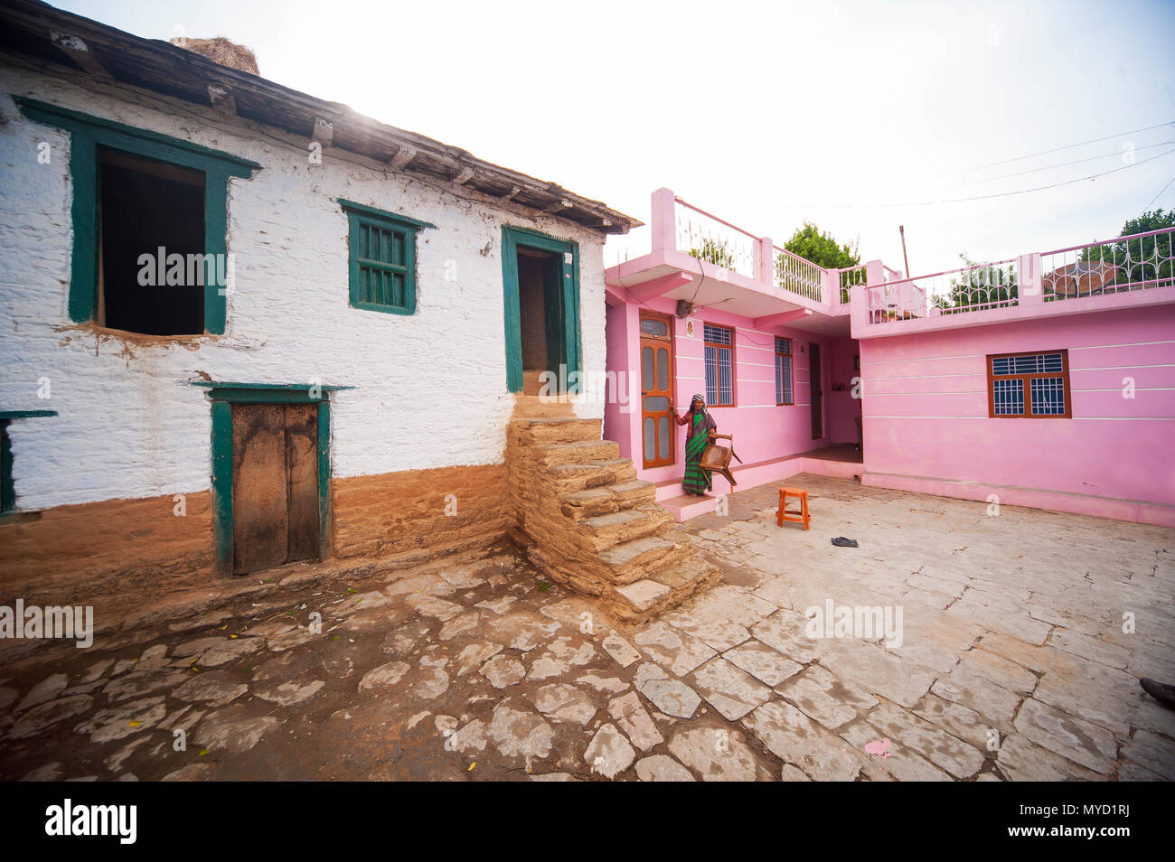 Tulla Kote Village sur la zone des Tallas Kumaon, collines, Uttarakhand, Inde Banque D'Images