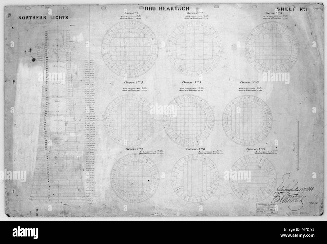 . Anglais : cours et articles de la phare de Dubh Artach, en Écosse. 1848. Northern Lights 148 Dubh Artach cours et l'article Banque D'Images