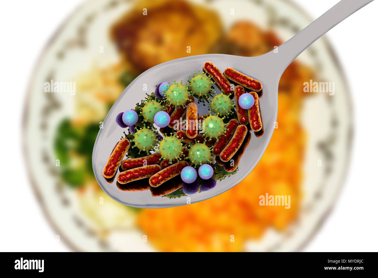 Toxi-infections, illustration conceptuelle. Une infection d'origine ...