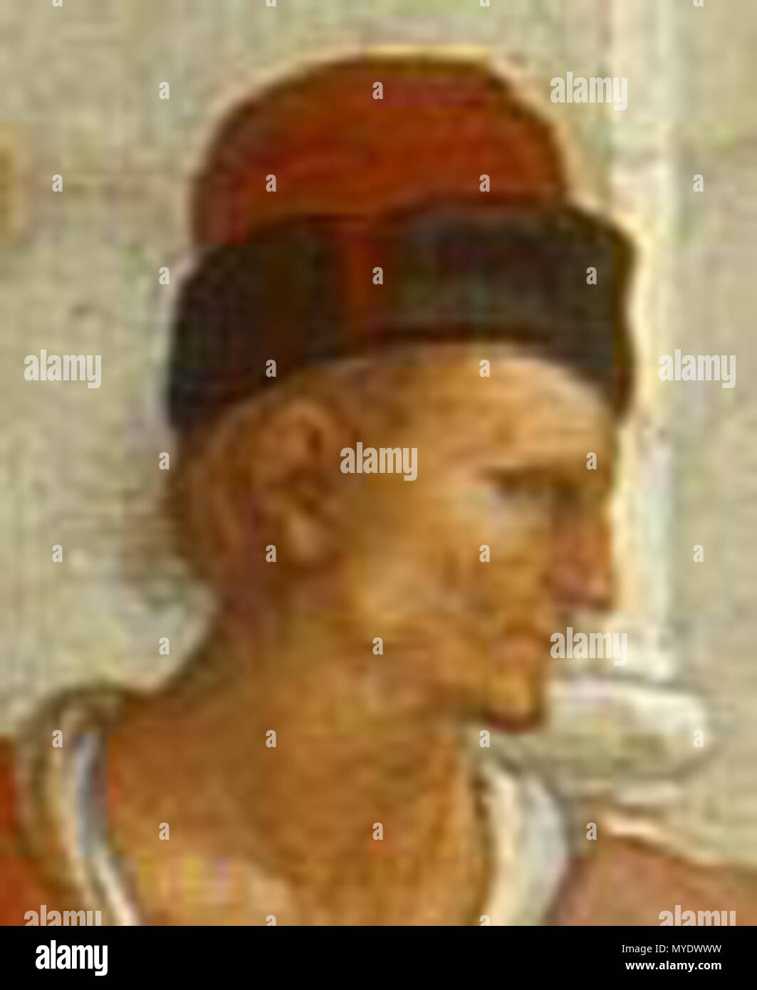 . Anglais : Détail de l'école d'Athènes : illustration d'un personnage masculin dirigé vers Aristote. Souvent, bien que sans sources fiables, attribuée à Eudemus de Rhodes (ca. 370 - ca. 300 av. J.-C.), l'un des plus importants d'Aristote, l'édition des élèves le travail de son professeur et de le rendre plus facilement accessible. Deutsch : Détail der 'Schule von Athen' : Figure eines Mannes, Aristoteles zugewandt dem. Ohne verlässliche Quellen dennoch oft Eudemos von Rhodos (ca. 370 - ca. 300 C. Chr.), einem der bedeutendsten und Schüler des Aristoteles Herausgeber von dessen Werken, zugeschrieben. 10 novembre 2013, 22:18:40. Banque D'Images