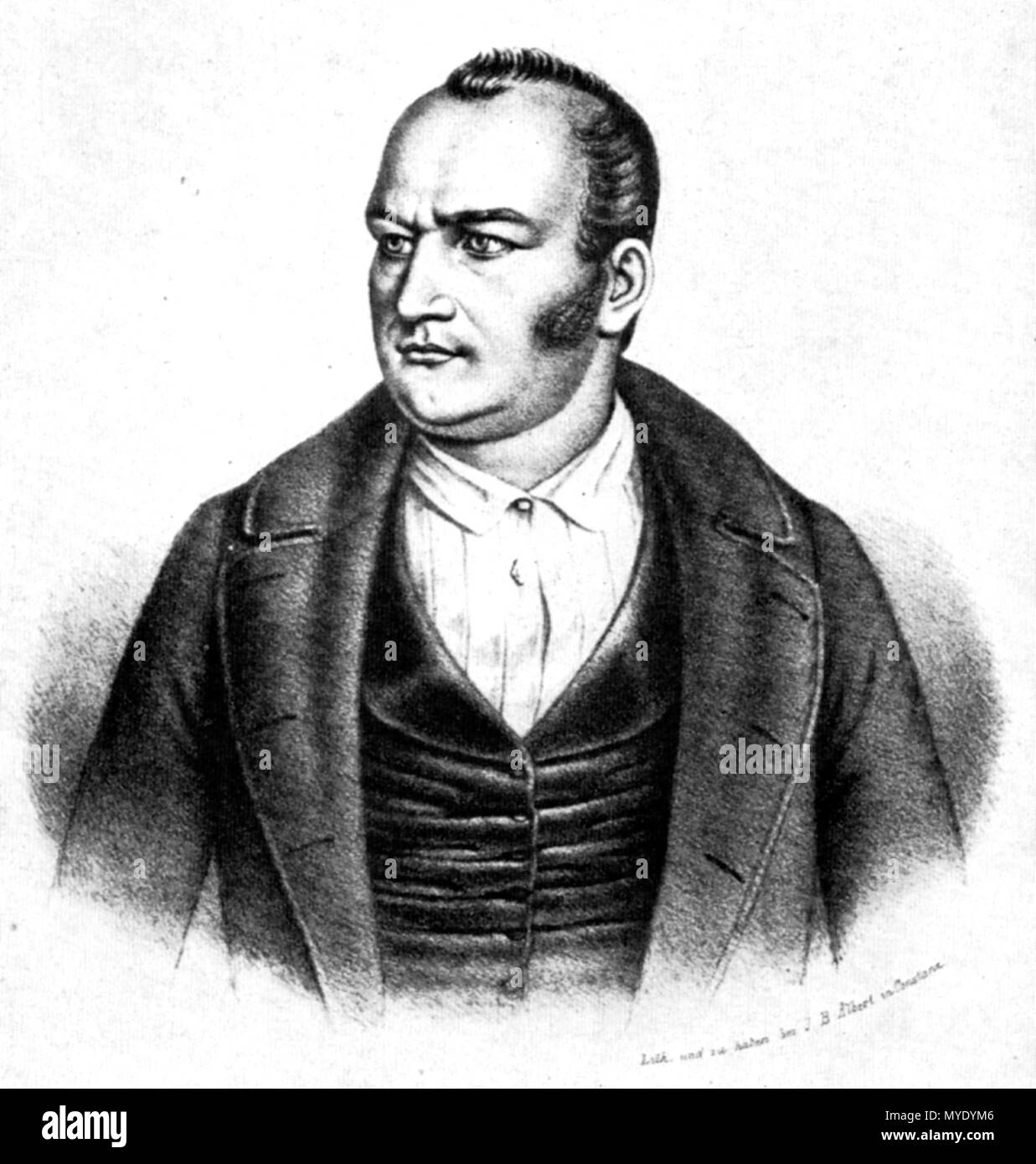 . Joseph Fickler (1808-1865), l'éditeur allemand et révolutionnaire. Lithographie du xixe siècle . J. B. Albert, Constance 179 Joseph Fickler Banque D'Images