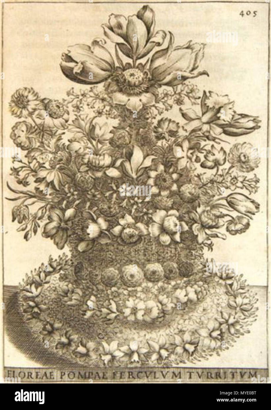 . Floreae turritum ferculum pompae. Illustration de De Florum Cultura par Giovanni Battista Ferrari (éd. : Rome, Facciotti, 1638) . éd. 1638. Floreae ferculum pompae inconnu 182 turritum - Giovanni Battista Ferrari Banque D'Images