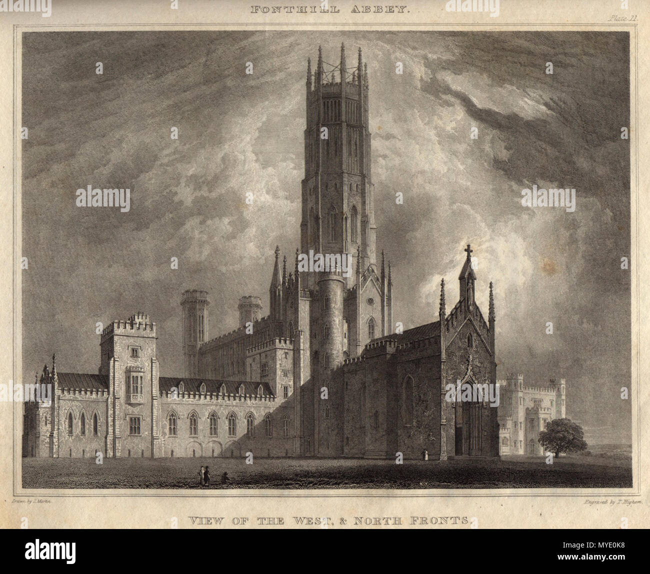 . Une vue sur le nord et l'ouest des fronts de l'abbaye de Fonthill . 1823 183 - Planche 11 Fonthill Banque D'Images