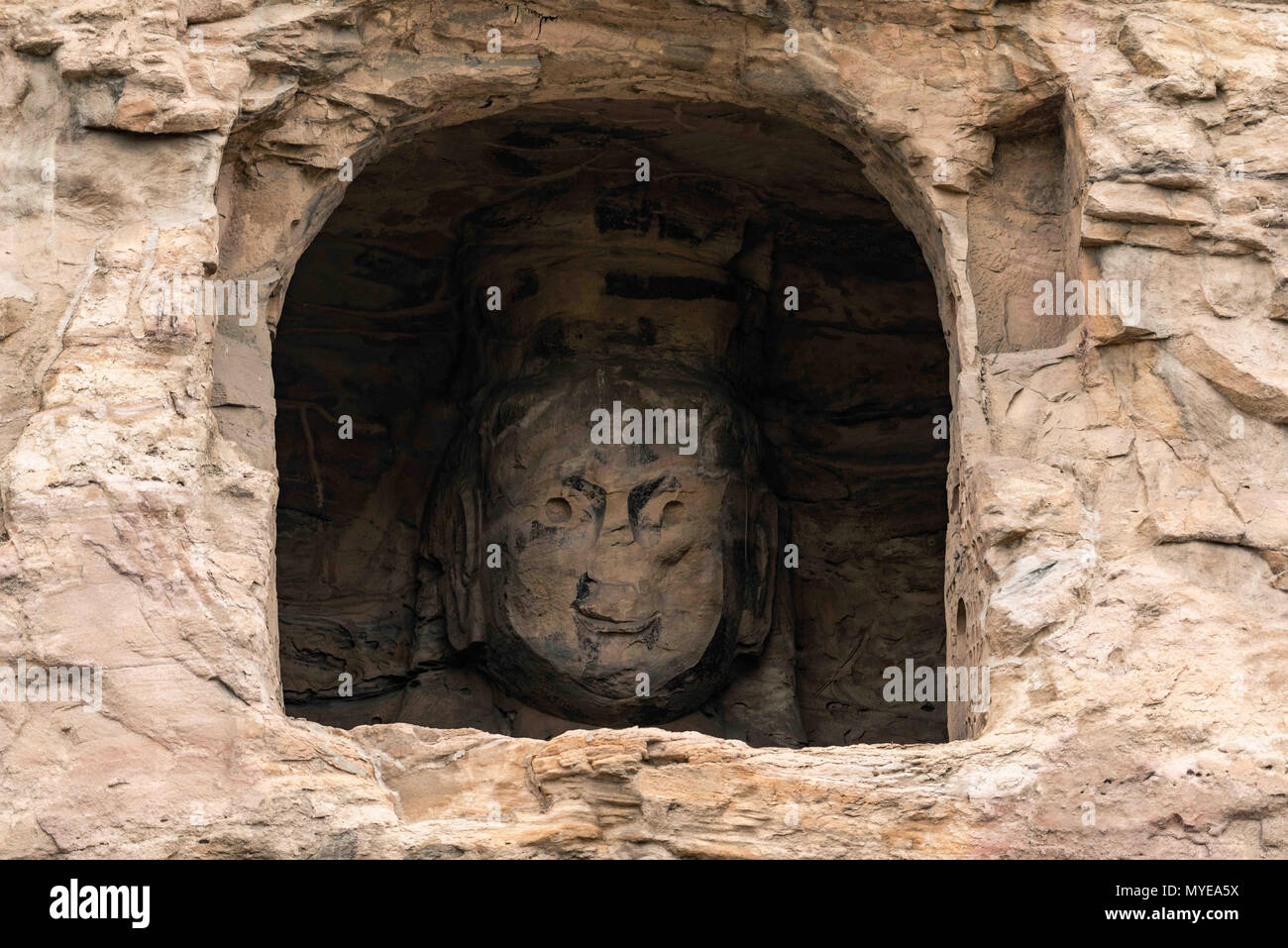 Daton, Daton, Chine. 6 juin, 2018. Datong, CHINE 6e juin 2018:Les Grottes de Yungang, les grottes autrefois Wuzhoushan, temple bouddhiste chinois sont anciennes grottes près de la ville de Datong dans la province du Shanxi. Ils sont d'excellents exemples de rock-cut et l'architecture de l'un des trois plus célèbres sites de sculpture bouddhiste antique de la Chine. Les autres sont Mogao et Longmen. Crédit : SIPA Asie/ZUMA/Alamy Fil Live News Banque D'Images