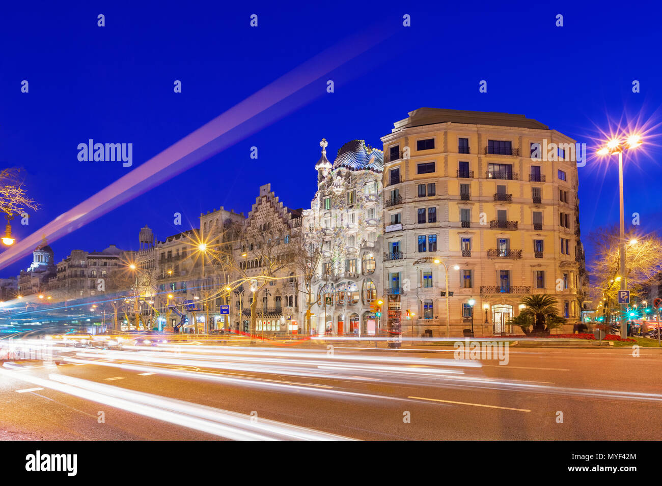 Passeig de Gracia avec la Casa Batllo à Barcelone Espagne Banque D'Images