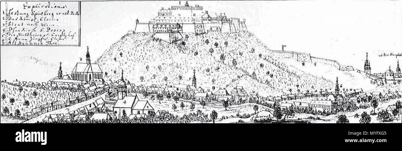 197 Friedrich Bernard Werner, Staré Brno, mědiryt, 1. polovina 18. století Banque D'Images