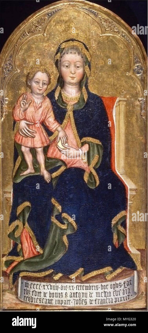 . Anglais : Giovanni di Francia, initialement Jean Charlier, vierge et l'enfant, 1429, 104x51cm, Musée national du Palais de Venise, Rome. 4 juin 2016. Zanino di Pietro 212 Giovanni di Francia, initialement Jean Charlier, vierge et l'enfant, 1429, 104x51cm, Musée national du Palais de Venise, Rome Banque D'Images