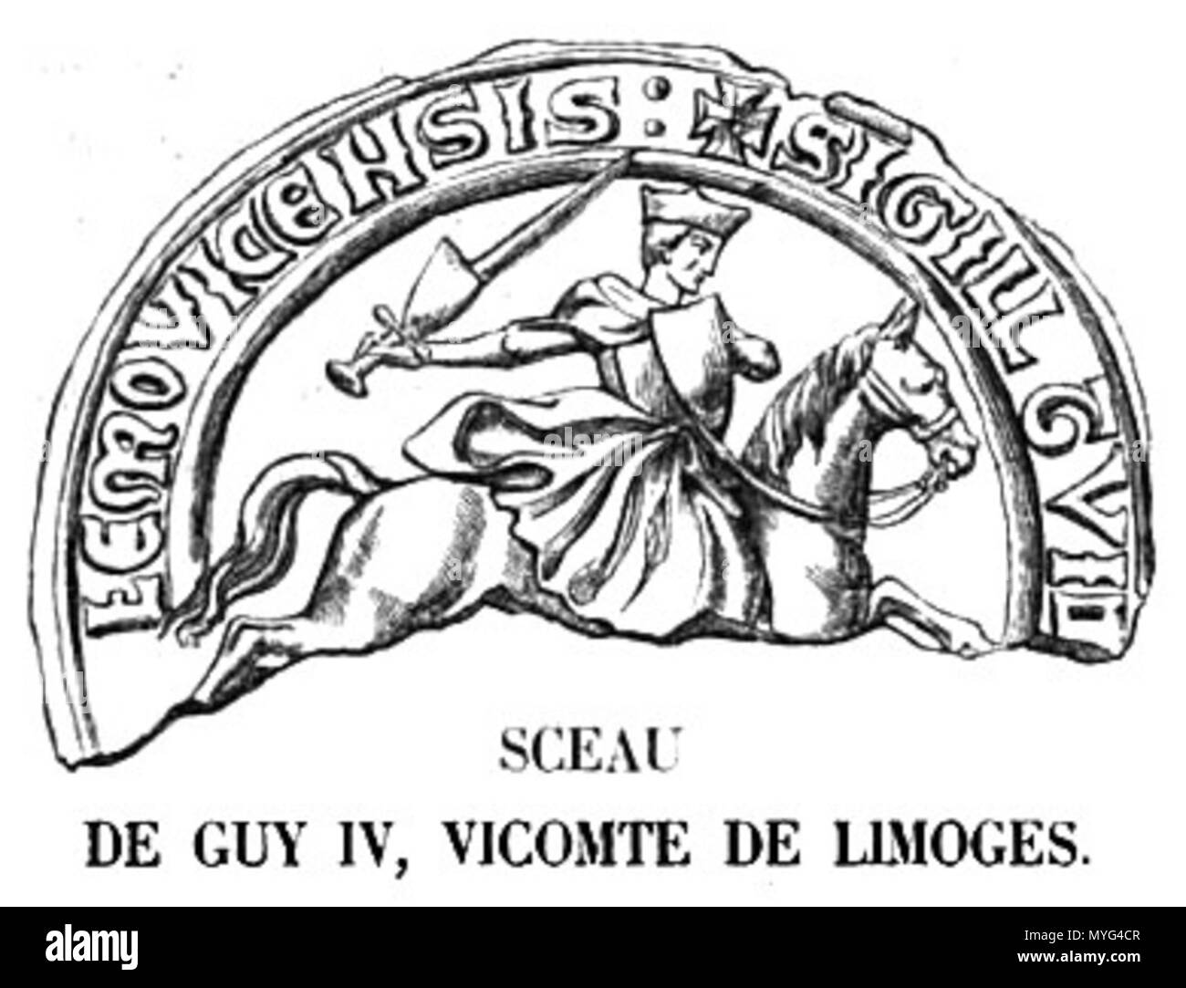 . English : Sceau de Guy IV, vicomte de Limoges . Entre 1851 et 1852. Guy4 inconnu 225 Banque D'Images
