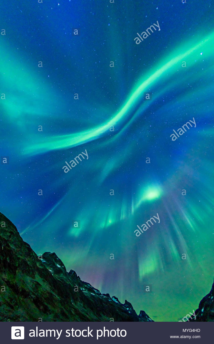 Northern Lights plus Semerlik Fjord. Banque D'Images