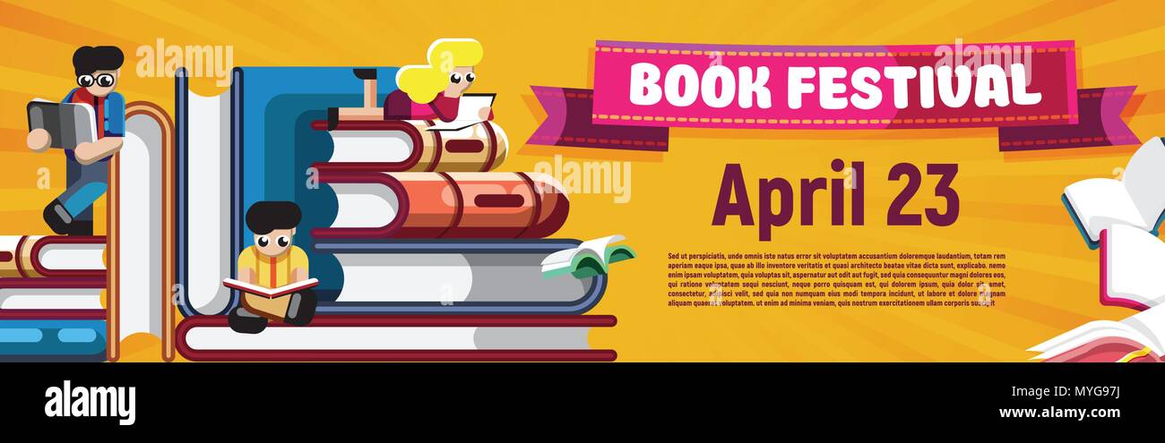 Fête du livre promotion bannière colorée Illustration de Vecteur
