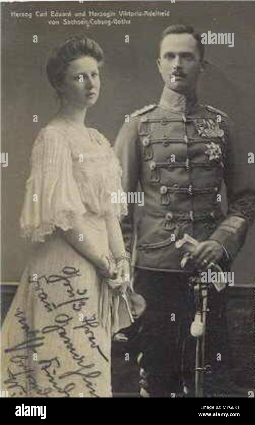 . Anglais : Viktoria Adelheid et Edouard de Saxe-COBURG-Gotha . 11 octobre 1905. Herzogpaar 239 inconnu von Sachsen-Coburg und Gotha Banque D'Images