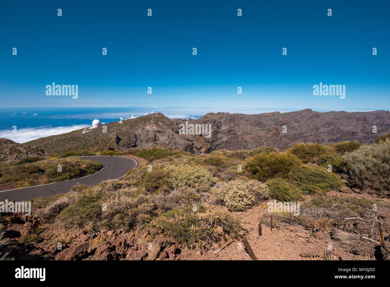 Observatoire astronomique du Roque de los Muchachos, plus haut sommet de l'île de la Palma, île des Canaries, Espagne. Banque D'Images