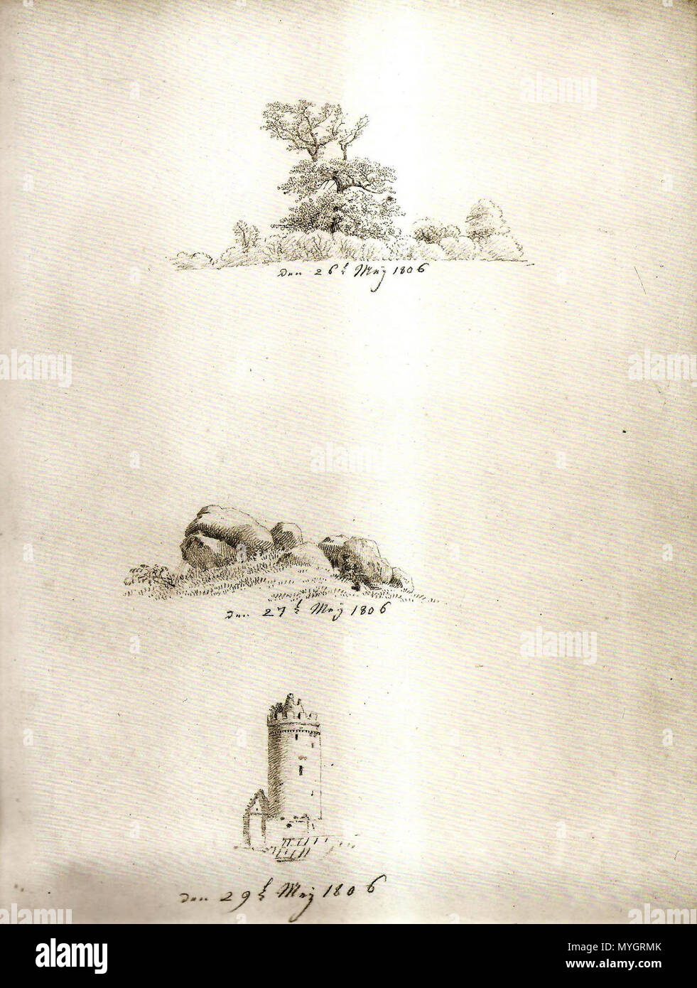 251 Hünengrab und Turm Banque D'Images