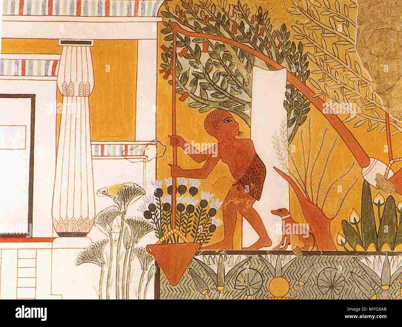 . À l'aide d'un jardinier de scène Shaduf, Tombe de Ipuy à Deir-el-Médineh, rive ouest de Thèbes, TT217. . Norman de Garis Davies 259 Ipuy shaduf Banque D'Images