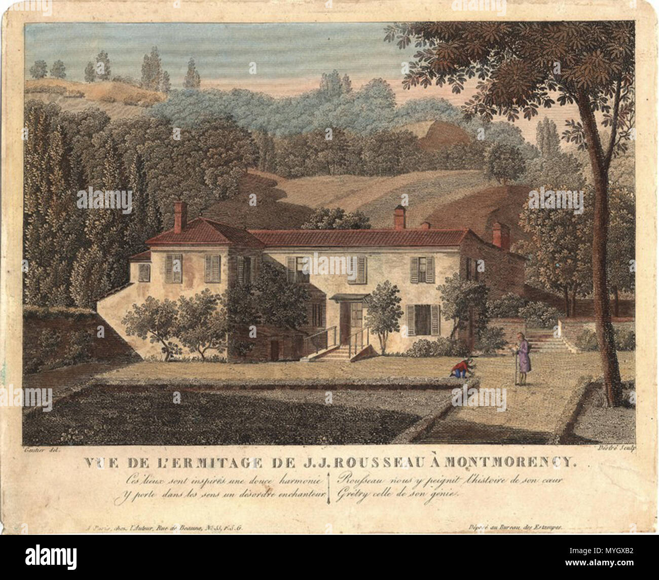 . Deutsch : Désiré Gautier (* 1789) : Die Ermitage à Montmorency (Val d'Oise), n 1756-1762 Jean-Jacques Rousseau (1712-1778) und 1798-1813 André-Ernest-Modeste Grétry (1741-1813) lebten. après 1813. Destré nach Gautier 259-2002-645 IR-1-ph1 Banque D'Images