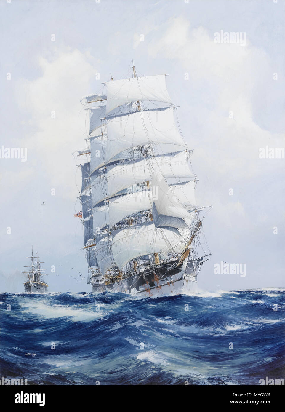 264 Jack Spurling - la laine gréé en carré "Clipper" Argonaut toutes voiles dehors Banque D'Images