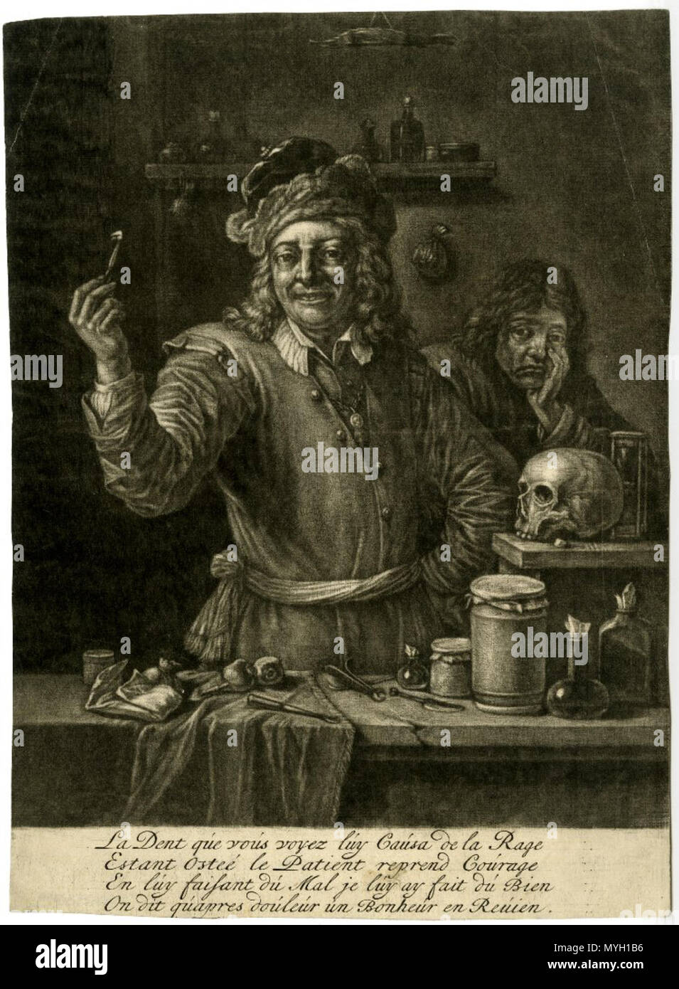 . Anglais : Jan van der Bruggen (1649-c.1699) - peintre et graveur baroque flamand. Entist «' après David Teniers le Jeune Русский : Ян дер ван. Брюгге «Гравюра Дантист'. 17e siècle. Jan van der Bruggen après David Teniers le Jeune 268 Jan van der Brugge Banque D'Images