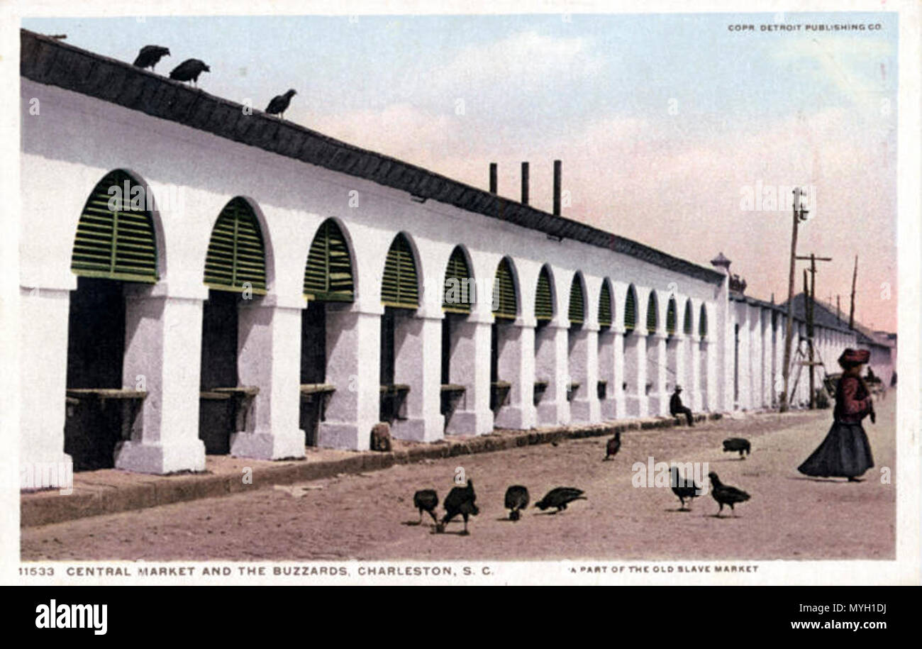 Marché Central et les buses, Charleston, S.C. une partie de l'ancien marché aux esclaves Banque D'Images