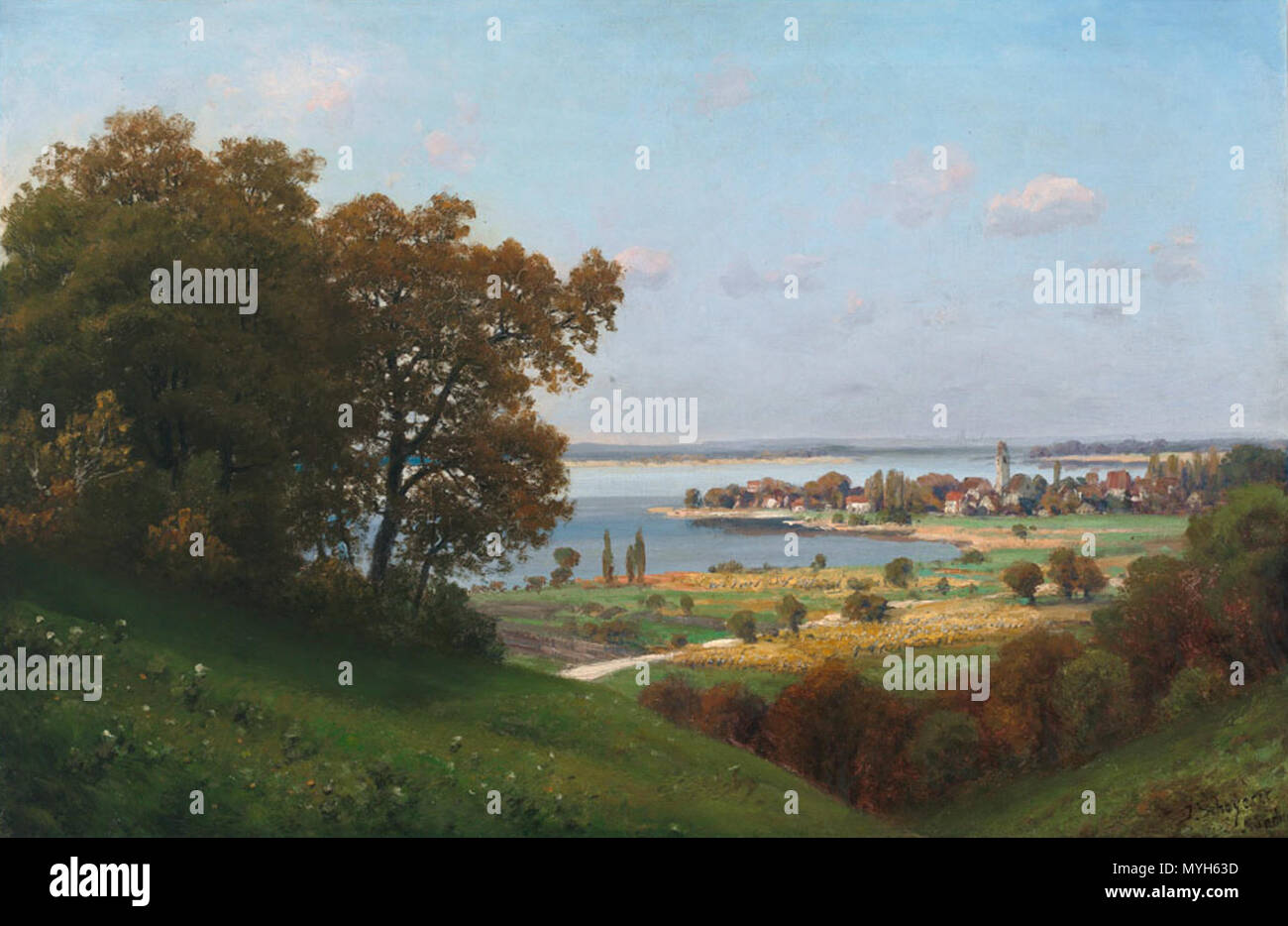 . Joseph Schoyerer (1844-1923) : Bei Stetten am Bodensee, Öl auf Leinwand, 54 x 82 cm . voir description. voir description 283 Joseph Schoyerer Bei Stetten am Bodensee Banque D'Images