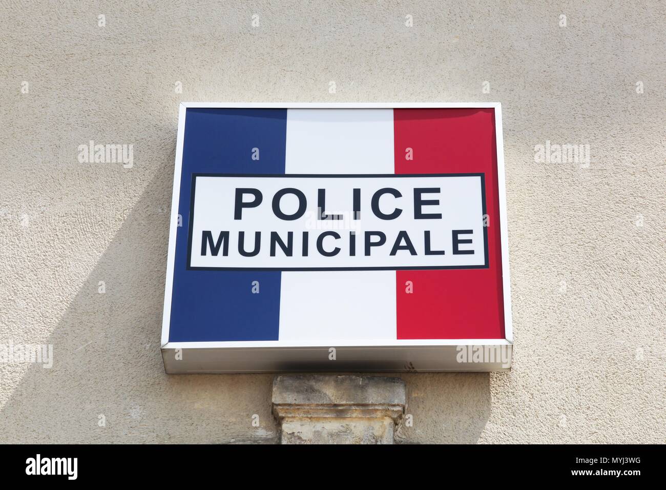 Bâtiment de la police municipale et signer en France Banque D'Images
