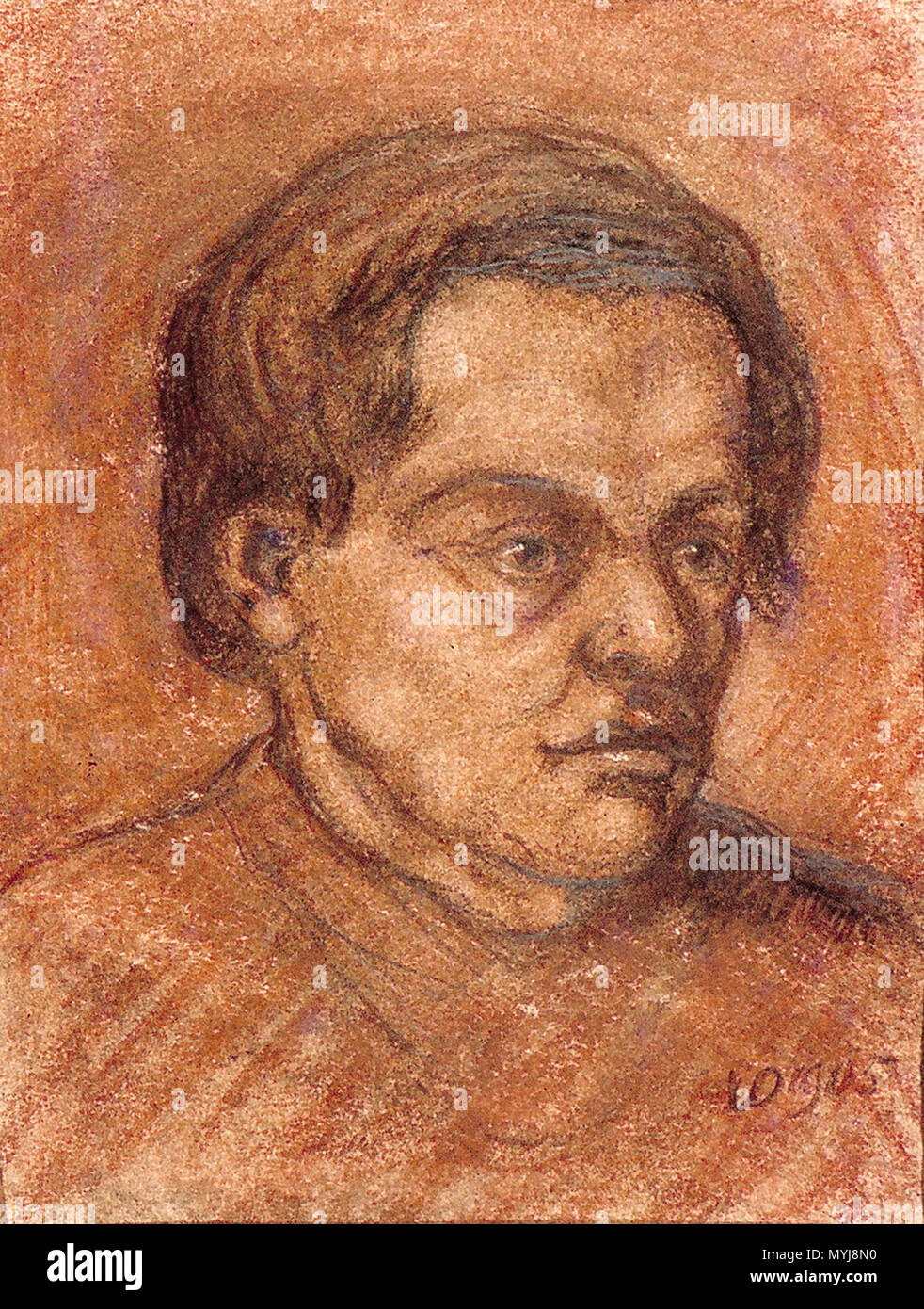 . Nederlands : Portrait d'un homme. 1905. crayon, brown aquarelle et craie rouge sur papier. 15,5 × 12 × 4,7 cm (6.1 in). Utrecht, Centraal Museum. 1905. Theo van Doesburg (1883-1931) Noms alternatifs Christian Emil Marie Küpper (Emile), I.K. Bonset Description architecte néerlandais, peintre, dessinateur et écrivain Date de naissance/Décès 30 Août 1883 7 mars 1931 Lieu de naissance/décès Utrecht Davos période de travail, lieu de travail 1899-1931 Amsterdam (1899-1914), Amersfoort (septembre 1908), Apeldoorn (juillet 1910), Fort bij Veldhuis (Heemskerk) (juillet 1914), Groesbeek (Mai 1915-juin 1915, Septembe Banque D'Images