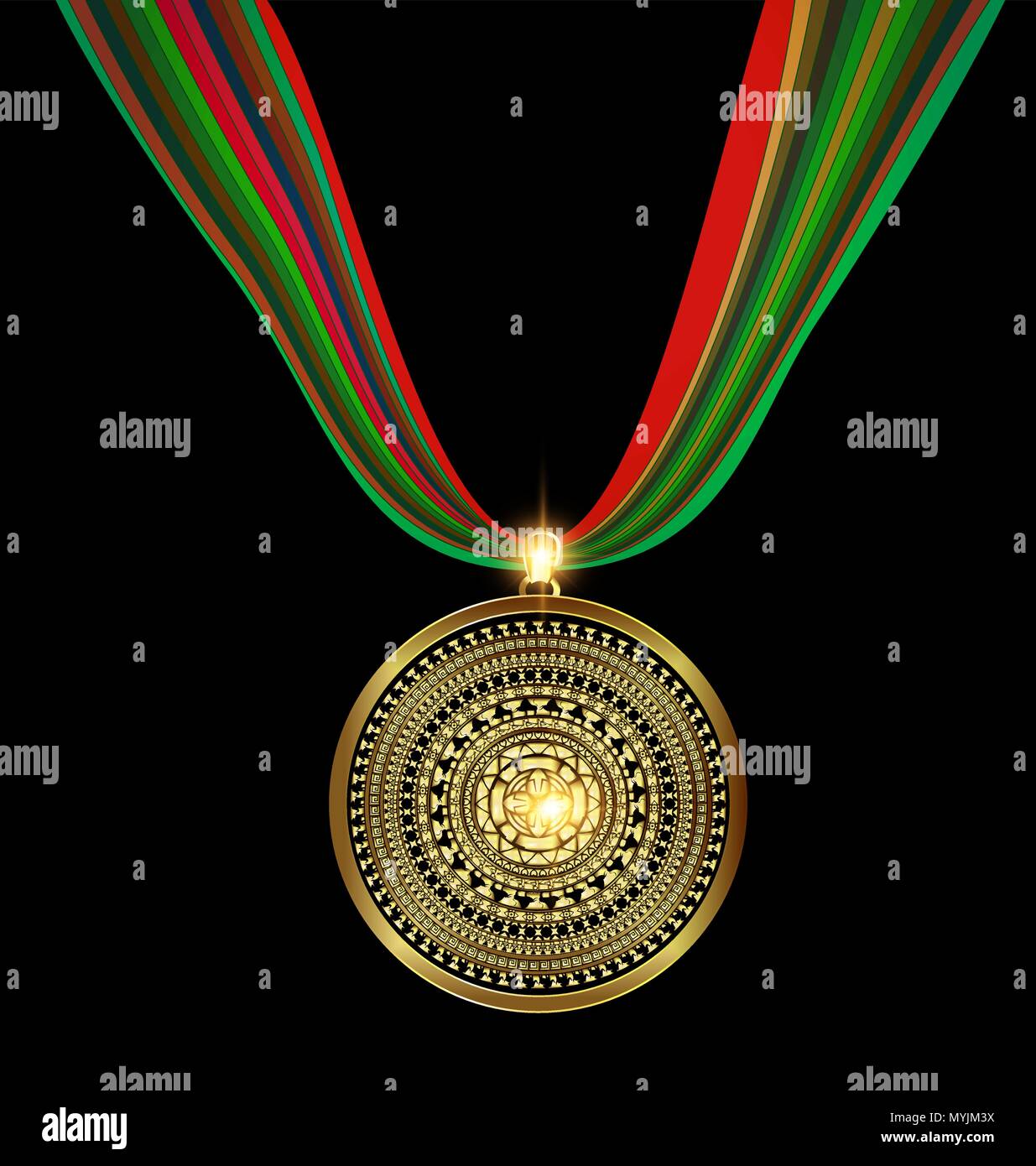 Médaille d'or pendentif Illustration de Vecteur