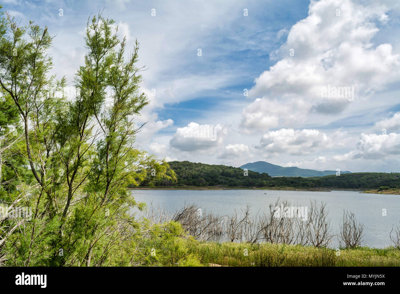 Paysage du lac Baratz, près de la plage de Porto Ferro, Sardaigne, dans un ciel nuageux jour du printemps Banque D'Images