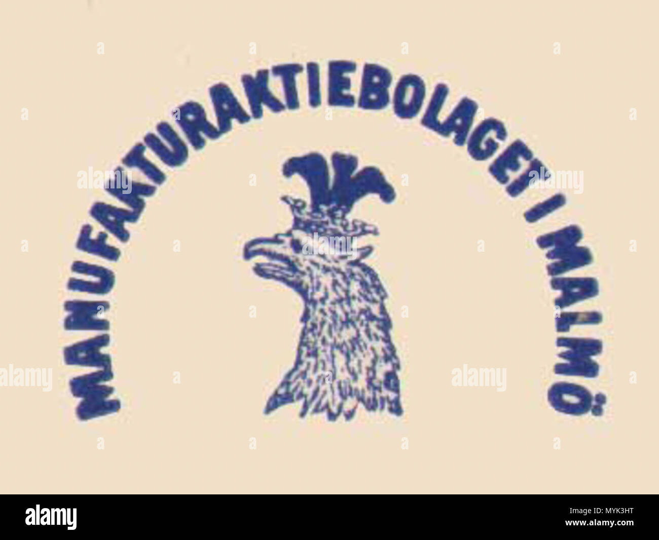 . Anglais : Logotype pour une filature de coton suédois Manufaktur AB à Malmo . 1855. Mab 335 inconnu Banque D'Images