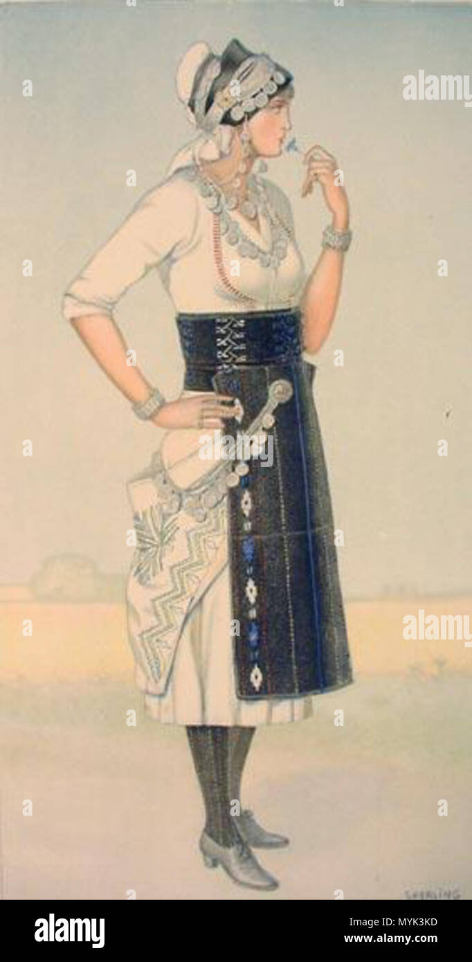 . Anglais : La robe de mariée de la Macédoine grecque (Macédoine, Roumlouki) - Collection de costumes grecs par NICOLAS SPERLING (Russie 1881-1940 / loi : Athènes). L'année 1930. Nicolas Sperling (1881-1940) 336 Macédoine costume grec Roumlouki3 Banque D'Images