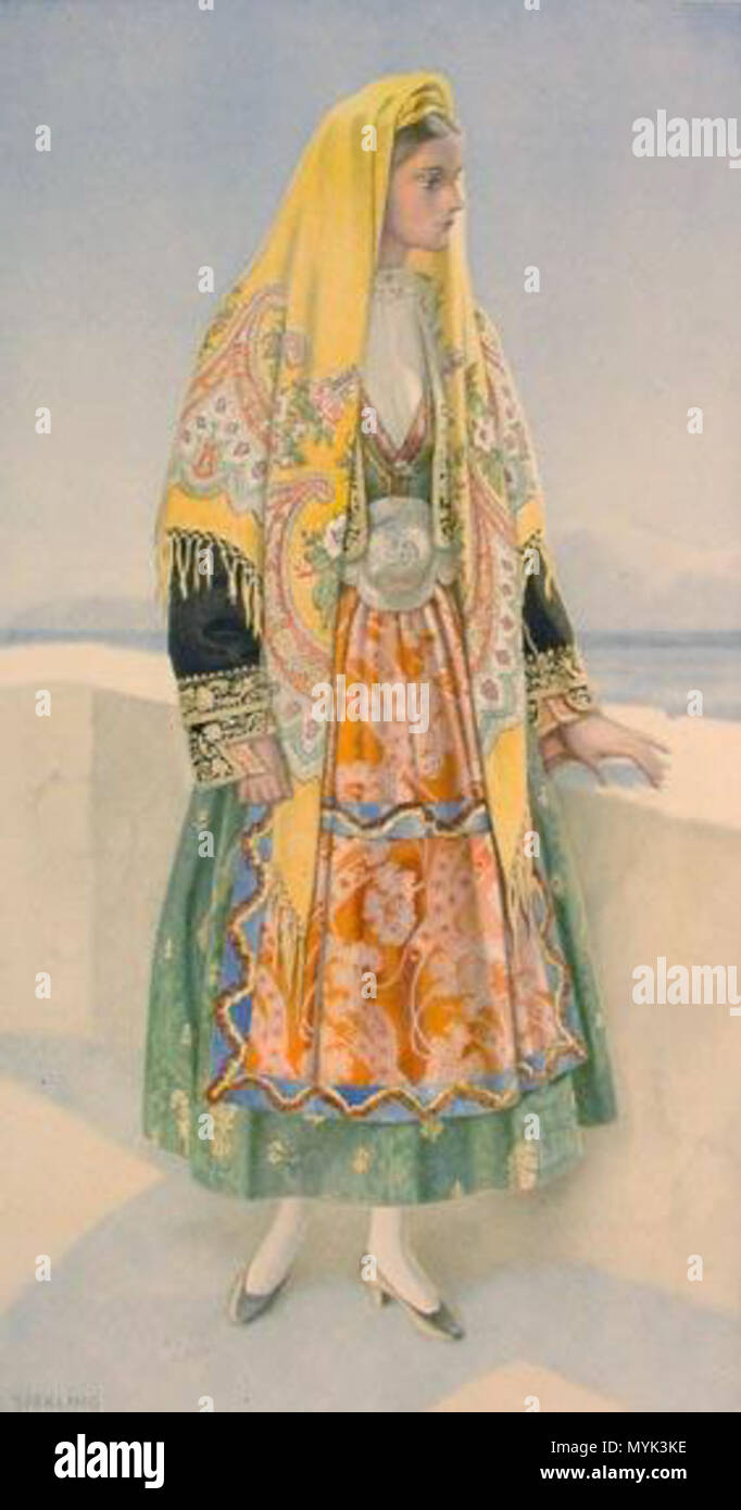 . Anglais : paysan macédonien grec Robe de femme (Macédoine, Thasos) - Collection de costumes grecs par NICOLAS SPERLING (Russie 1881-1940 / loi : Athènes). L'année 1930. Nicolas Sperling (1881-1940) 336 Macédoine costume grec Thassos Banque D'Images