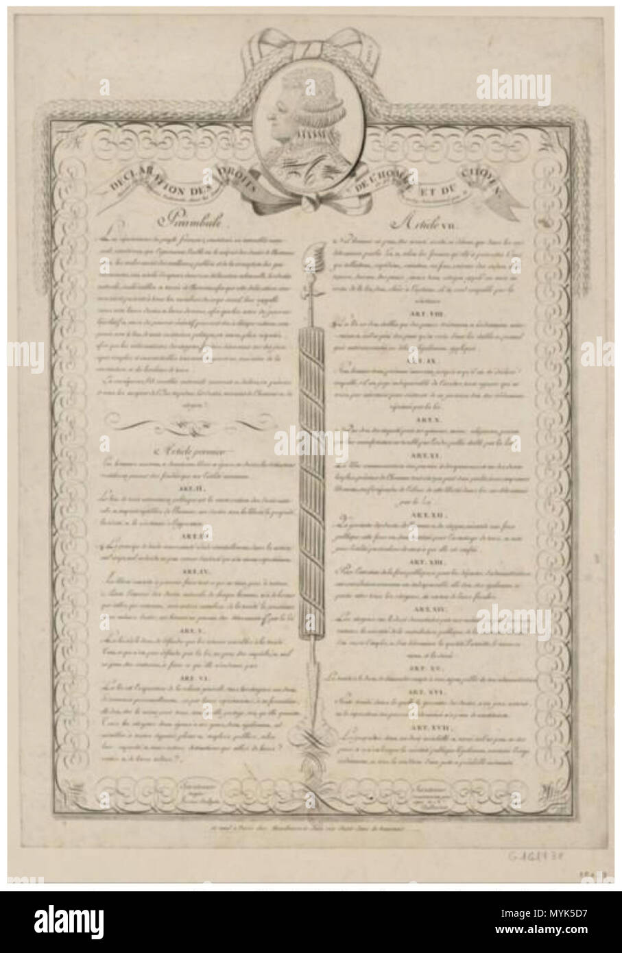 Manuscrit 342 Déclaration des droits de l'homme et du citoyen Banque D'Images