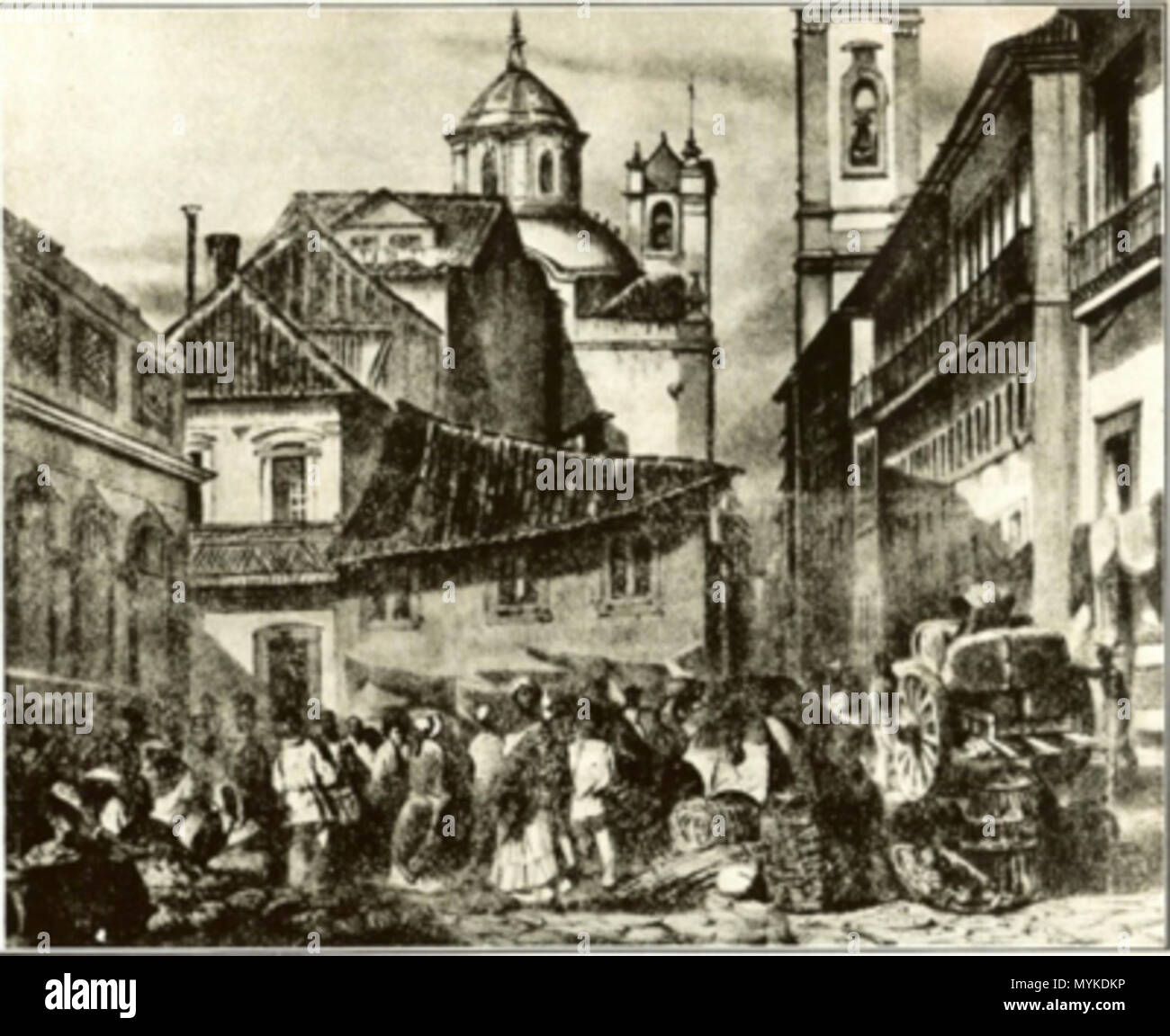 . Rua do Ouvidor, Rio de Janeiro - Imagem do álbum de gravuras O Rio de Janeiro Pitoresco . circa 1845. Louis-Auguste Moreaux Abraham-Louis Buvelot e 370 Moreau &AMP ; Buvelot - Rua do Ouvidor Banque D'Images