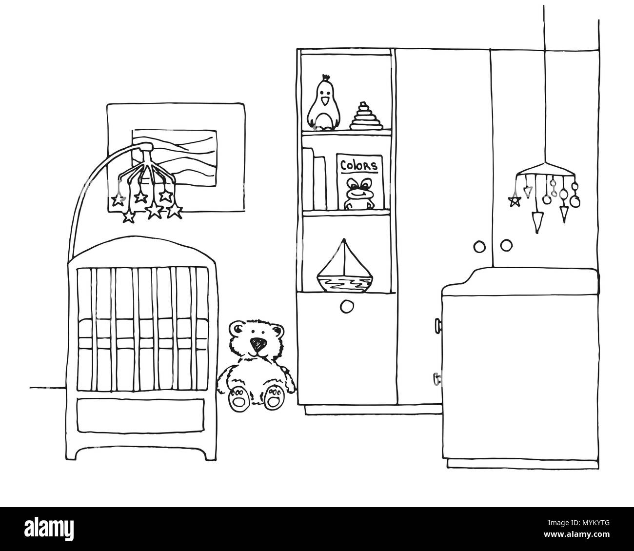 Croquis de la place pour le nouveau-né. Vector illustration Illustration de Vecteur