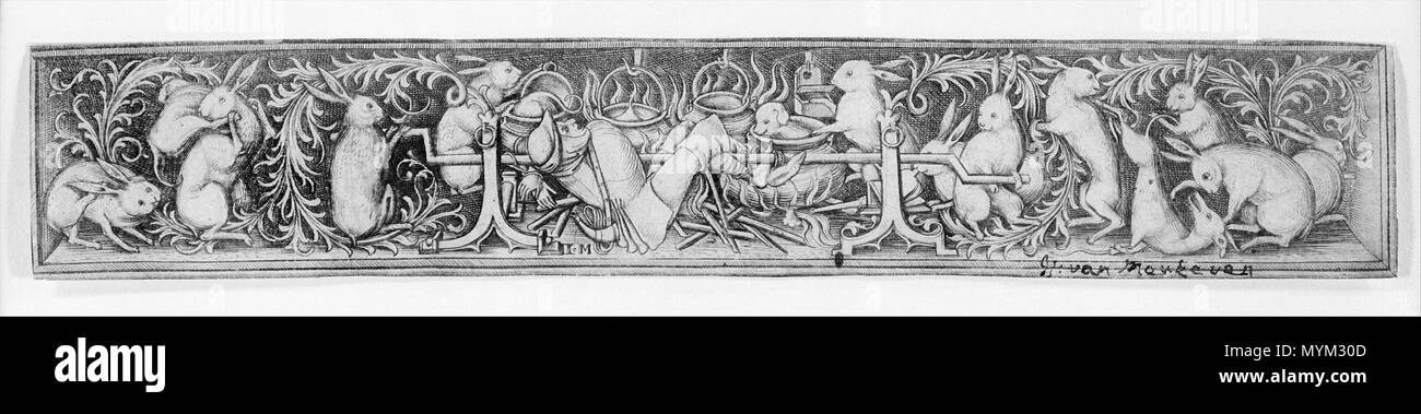 . La Torréfaction Les lièvres Hunter Israhel van Meckenem Meckenem (allemand, ca. 1440/45 - 1503 Bocholt) . 15e siècle. Von Israehel Meckenem d. J. 357 Meckenem hasen Banque D'Images