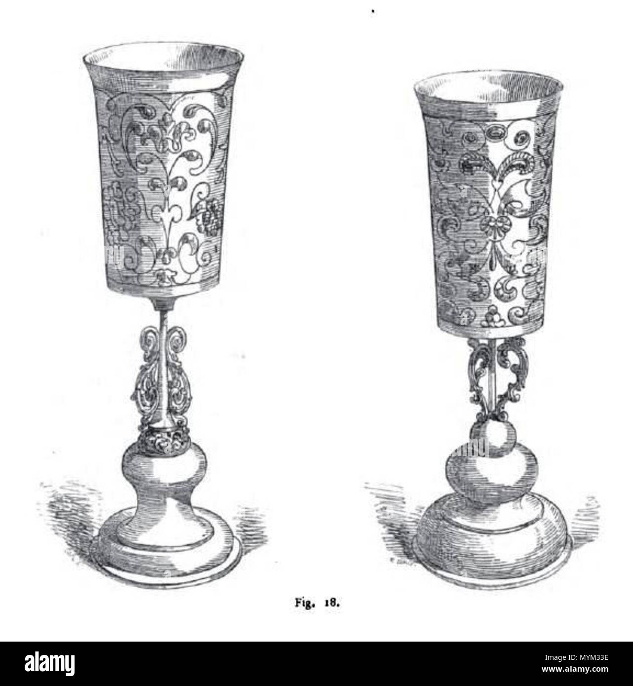 . Anglais : calices médiévale de l'Église de Saint-Georges à Mestia (SETI), Svaneti (Bernoville, 1875 : p. 138, fig. 18). Les deux sont maintenant perdu. 1875. Tomaszkiewicz EX 357 de calices médiévale Svaneti (Bernoville, 1875) Banque D'Images