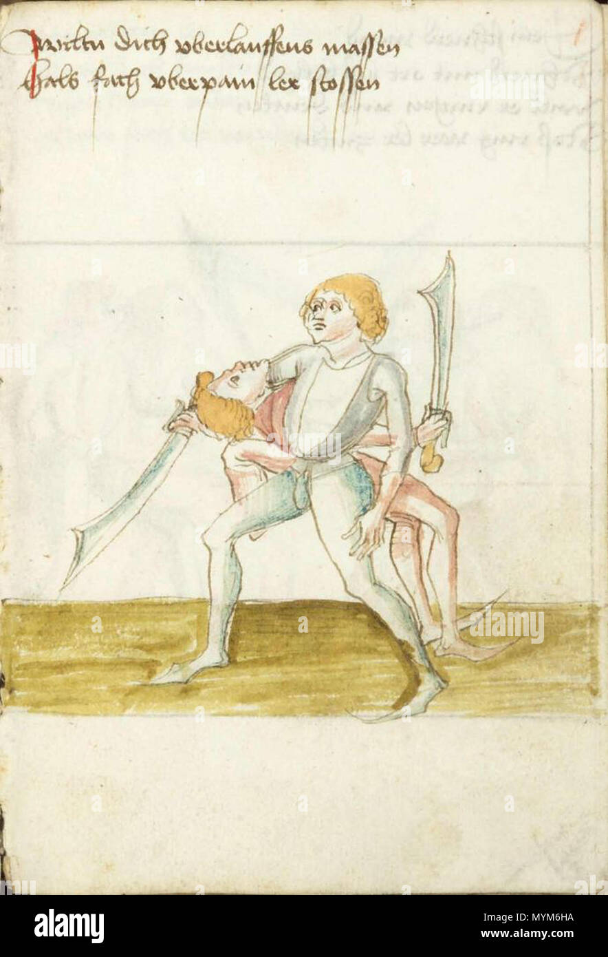 . Anglais : De la Stephansdom autographe KK5012. Il a été écrit par Peter Falkner, certifié Master de l'épée longue et trois fois de l'Hauptmann Marxbrüder, guilde d'escrime en 1495 et illustré par un artiste inconnu. 17 octobre 2012, 18:29:26. Peter Falkner (artiste inconnu) 373 Mme KK5012 27r Banque D'Images