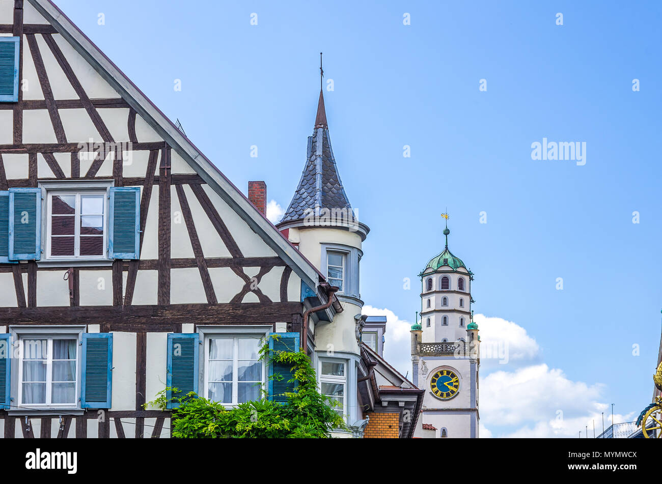Ravensbourg, Bade-Wurtemberg, en Haute Souabe, Allemagne - ville de tourelles et de tours. Banque D'Images