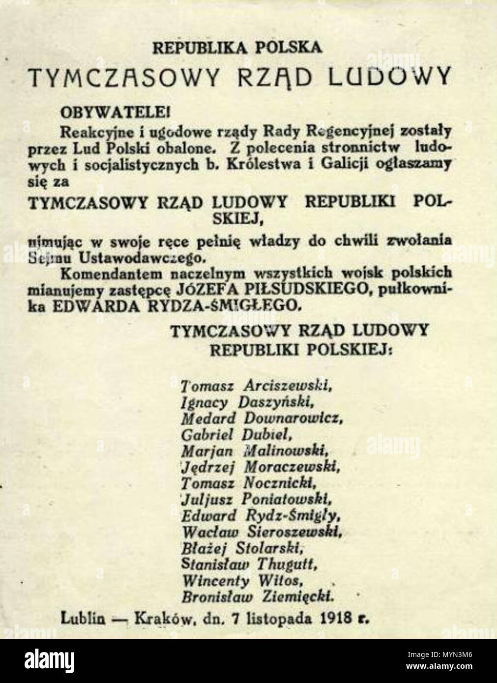 . Polski : Afisz Tymczasowego Rządu Ludowego Republiki Polskiej . OgloszenieTRL inconnu 396 RP Banque D'Images