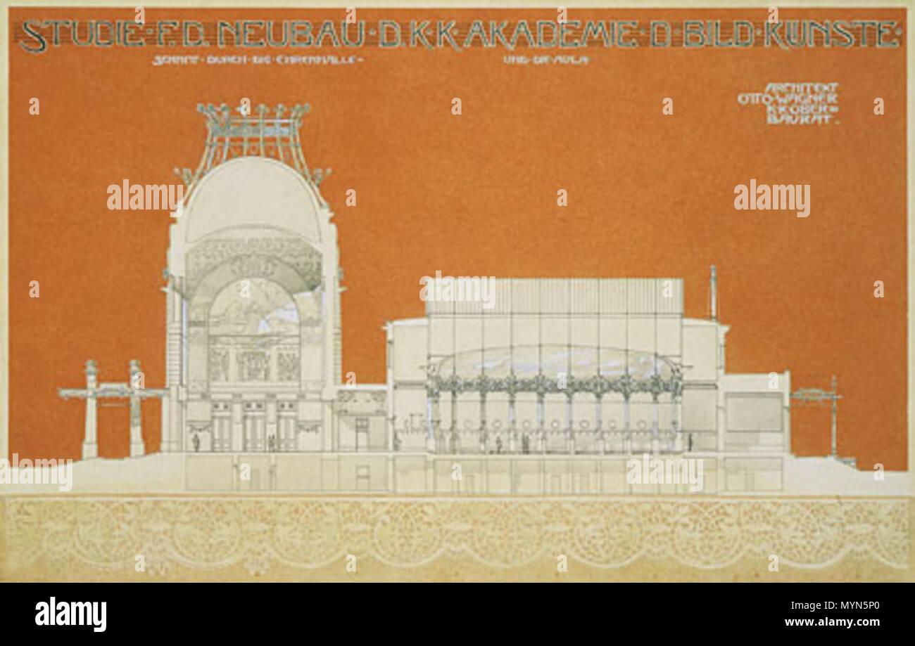 . Anglais : Profil du Memorial Hall et la salle principale, l'Académie des beaux-arts, Aquarelle et crayon blanc de zinc, 29,8 x 46,7 cm Historisches Museum der Stadt Wien, Vienne. 1898. Otto Wagner Otto Wagner 402 001 Banque D'Images