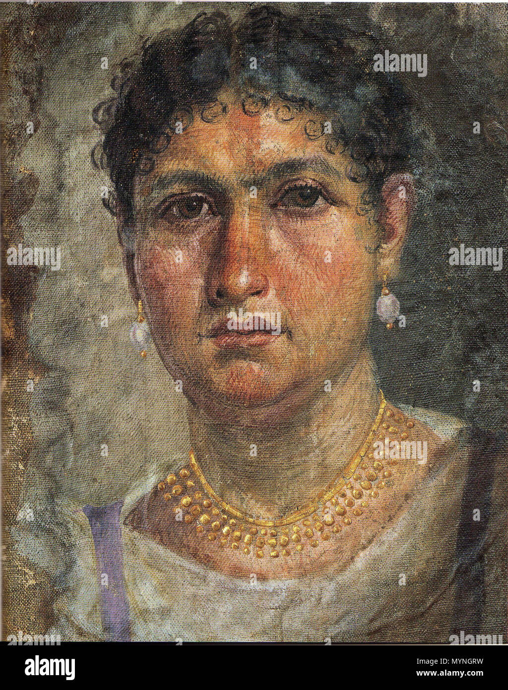 . Deutsch : Mumienporträt der Aline, auch Tonos genannt, Tempera auf Leinwand, Höhe 42 cm - Breite 32,5cm, um 24 n.Chr., gefunden à Hawara/Fayoum ; Ägyptisches Museum Berlin/Altes Museum, Inv.-Nr. 11411 : English Portrait funéraire de la momie d'Aline ; 24 après J.-C. ; Empire romain, tempera sur toile, 42 cm ; Hawara (site archéologique en bordure du Fayoum) . ca. 24 A.D.. 432 Inconnu Portrait d'Aline 1 Banque D'Images