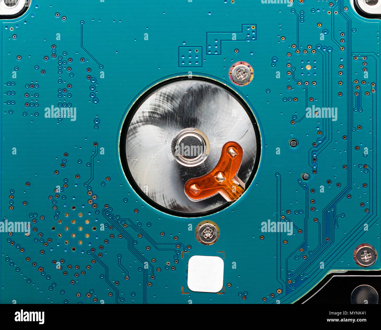 Disque dur portable disque dur disque plein cadre intérieur macro closeup Banque D'Images