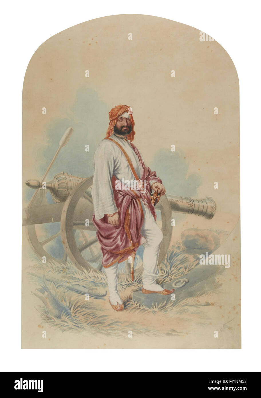 . Anglais : Il s'agit d'une aquarelle et crayon (rehaussée de carrosserie et la gomme arabique) de Raja Sher Singh Attariwala, le fils aîné de Sardar Chattar Singh. Signée en bas à gauche : C. Grant / Calcutta / 1853 655 par 462 mm. ; 25 par 18 3/4 in. 1853. Colesworthey Grant (1813-1880) Noms alternatifs Colesworthy Français Description de la Bourse artiste, écrivain et activiste des droits des animaux Date de naissance/décès 25 Octobre 1813 31 mai 1880 le contrôle d'autorité : Q : VIAF30102235 34634077 RCAC : n85226853 : 119220563 446 SUDOC WorldCat Raja Sher Singh Attariwala (1853) Banque D'Images