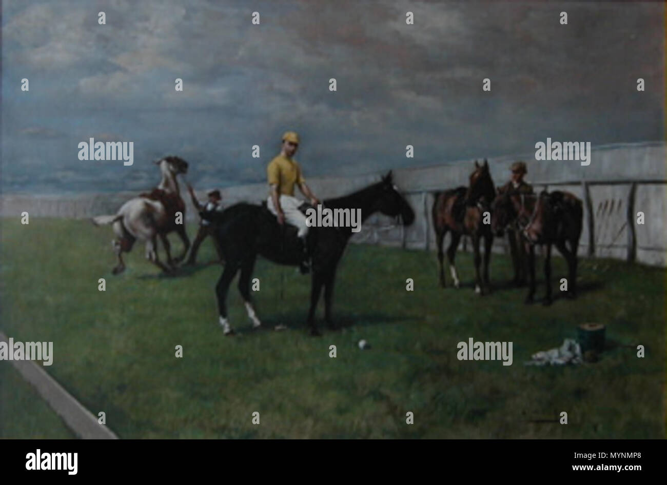 . Anglais : Raymond Rodgers Belmont sur Domino par Muss-Arnolt Gustav (1858-1927) en 1880 . 1880. Gustav (1858-1927) Muss-Arnolt 447 Raymond Rodgers Belmont sur Domino par G. Arnold Moss en 1880 Banque D'Images
