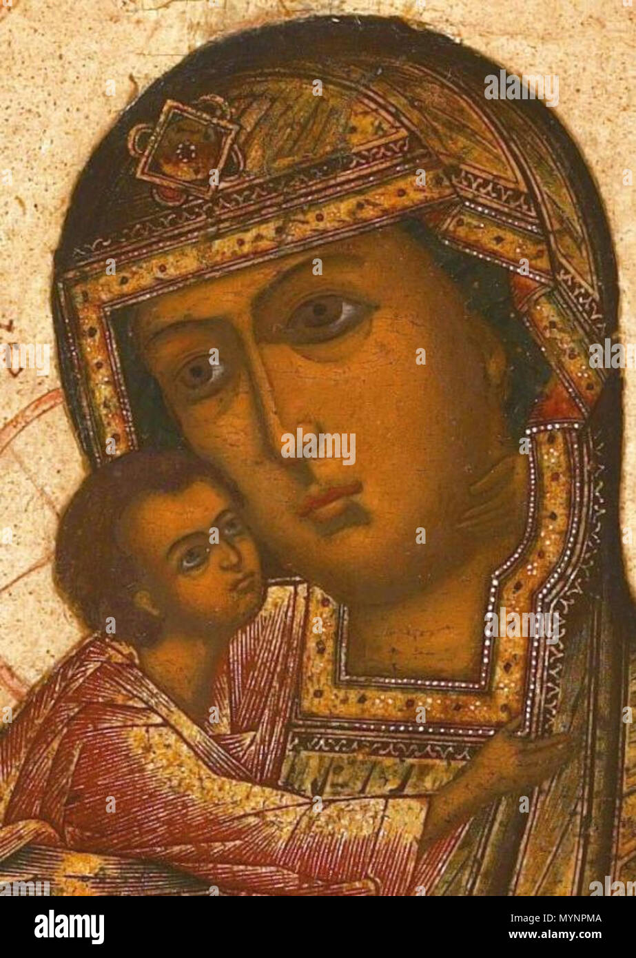 . Феодоровская икона Русский : Божией Матери. Россия. Середина XIX в. Темпера Дерево, 31 x 26 см. Центральная часть . Milieu du xixe siècle. 177 Inconnu Feodorovskaya milieu 19e siècle partie centrale Banque D'Images