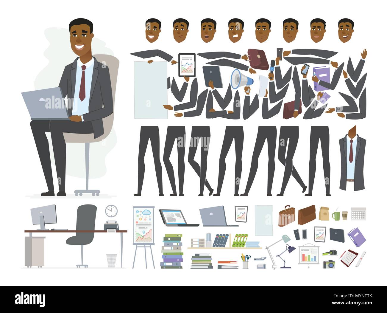 African businessman - vector cartoon caractères des gens constructeur Illustration de Vecteur