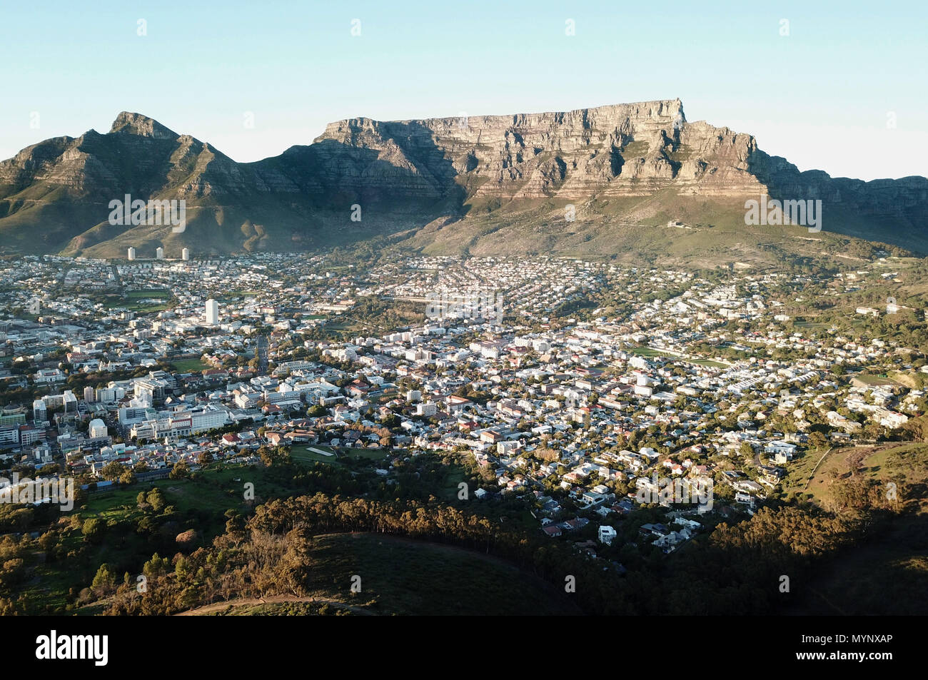 Vue aérienne de la Table Mountain, Cape Town Banque D'Images