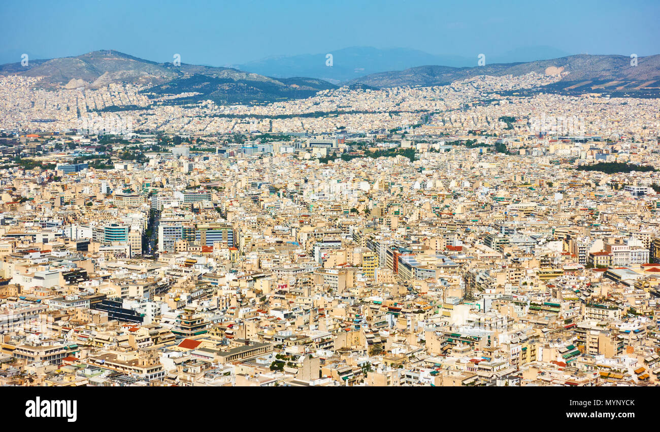 Vue de la ville d'Athènes résidentiel du Mont Lycabette, Grèce Banque D'Images