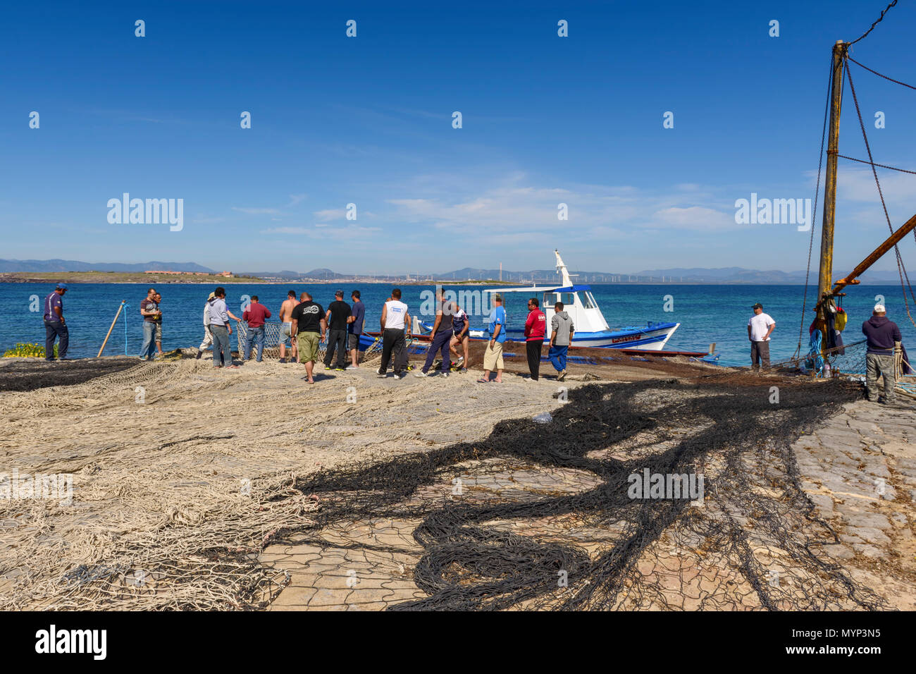Carloforte, île de San Pietro, Italie - 08 mai 2014 : 'Mattanza' est une ancienne technique de pêche fondée sur des filets. En Sardaigne (Italie) il nous Banque D'Images