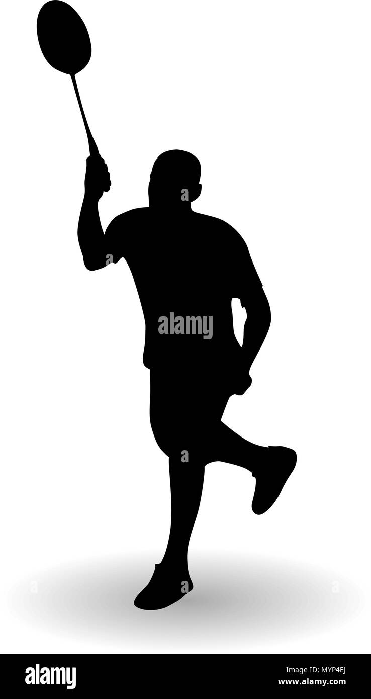 Jeune homme jouer au badminton silhouette vector illustration Illustration de Vecteur